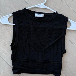 Aritzia black cropped high neck tank with pattern